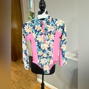 Angel Pink and Multicolor Girls' Swimsuit